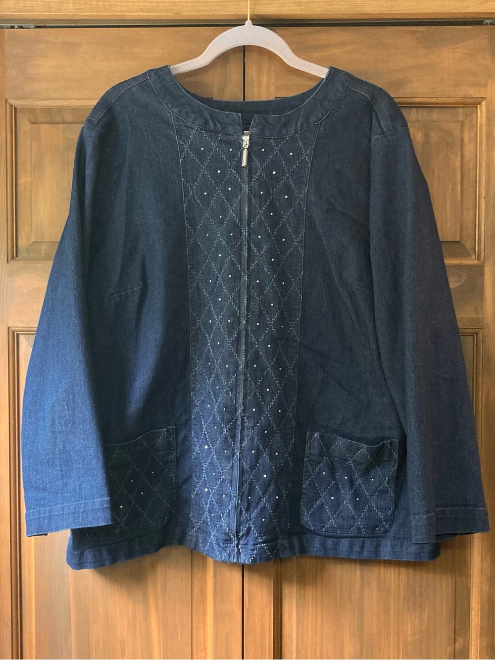 Alfred Dunner Dark Blue Denim Zip-up Jacket 20W